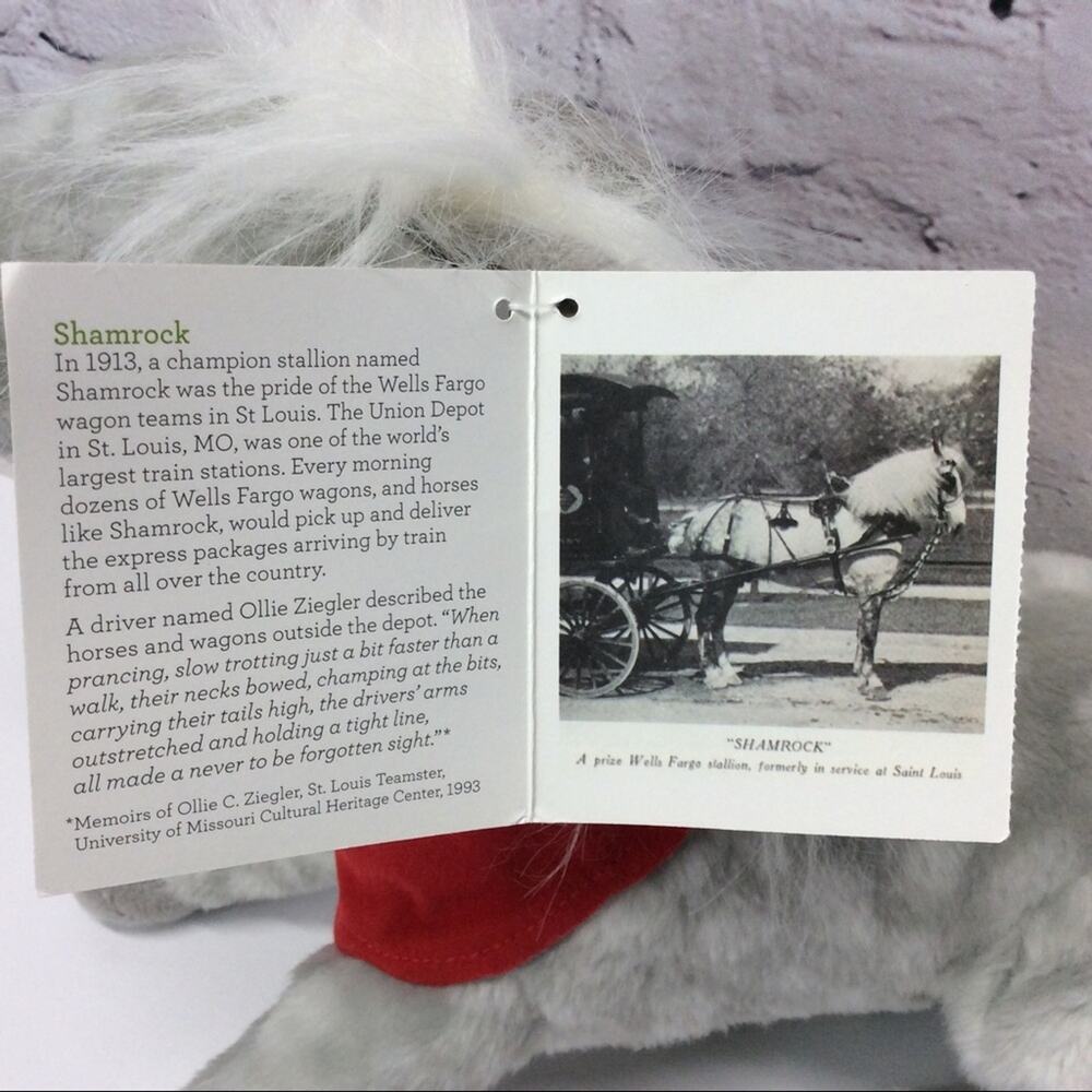 Wells Fargo Legendary 2013 Shamrock Pony Gray Spotted Plush Toy Collectible NWT - Picture 2 of 9